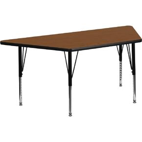 Flash Furniture Wren 29''W x 57''L Trapezoid Grey HP Laminate Activity Table - Height Adjustable Short Legs
