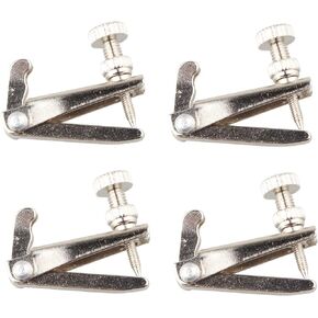 Futheda 4PCS Violin Fine Tuners Large Size Violin Replacement Parts for 4/4-3/4 Violin Anti Rust Durable Metal String Adjuster Nickel Plated Anti Rust (Silver)