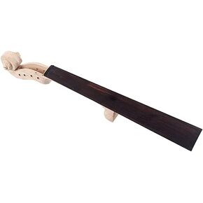 Alnicov 4/4 Size Violin Neck Head Unfinished Ebony Fingerboard With Hand Carved Scroll for Violin Fiddle Replacement Accessory