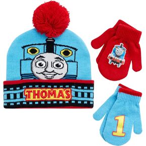 Mattel Thomas The Train Winter Hat & 2 Pair Mittens Set (Toddler), Size Age 2-4, Thomas The Train Mitten Beanie