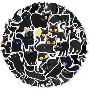 Pack 50 Pcs Black Stickers for Water Bottles Waterproof Laptop Luggage Computer Journaling Scrapbooking Teens Adults Girls Funny Aesthetic Sticker Packs Small Vinyl Decals