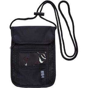 ZARSIO Travel Neck Wallet Passport Holder Neck Pouch with Adjustable Neck Strap and RFID Blocking (Black)