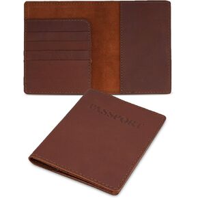 The Antiq Leather Travel Wallet with Passport Holder - Genuine Leather Case for Men and Women - Passport Wallet, Leather Folding Wallet (5.5in H x 4in W)