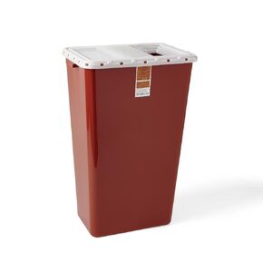 Medline Large Biohazard Containers - 18 Gallon Capacity, Slide Lid, Red - Secure Biohazardous Waste Disposal - Medical Grade - Pack of 5