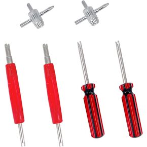 ZUFECY Tire Valve Removal Tool Installation Kit, 4-Way Valve Tool Single/Dual Head Valve Core Remover Tire Repair Stem Tool (6PCS)