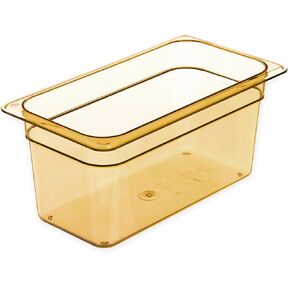 Carlisle FoodService Products Storplus High Heat Food Pan Steam Table Pan, Chafing Pan with Spoonable Corners for Catering, Buffets, Restaurants, High Heat Plastic, 1/3 Size 6 Inches Deep, Amber