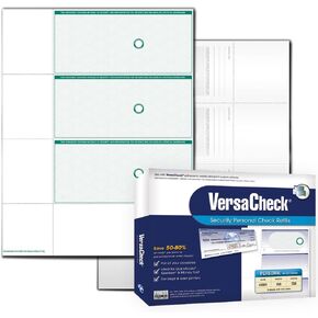 VersaCheck UV Secure Checks - 750 Blank Business or Personal Wallet Checks - Green Elite - 250 Sheets Form #3001 - 3 Per Sheet