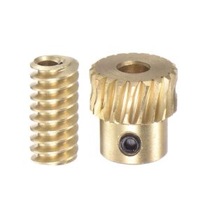 HARFINGTON Worm Gear Set Brass 0.5 Modulus 20T 20:1 Reduction Rate 3.175mm Hole Dia Right Rotate Drive Gear Box Wheel Shaft Kits