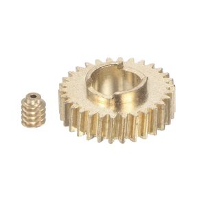 HARFINGTON Worm Gear Set Wheel Shaft Brass 0.3 Modulus 30:1 Reduction Rate 4.1mm Gear Thickness Right Rotate Drive Gear Box for Small Motor