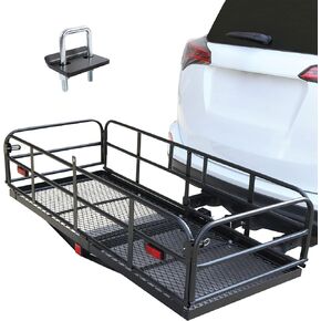 JDMSPEED Hitch Mount Cargo Carrier Car Storage Hitch 400 Lbs 60" x 24" x 14.4" Folding Vehicle Cargo Rack Rear Luggage Basket Fits 2" Receiver Stabilizer for Car SUV,Trailer,Pickup Truck