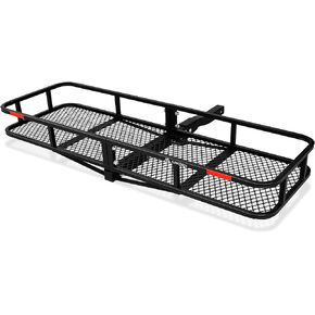 ARKSEN Heavy Duty Angled Cargo Carrier Tow Hitch with Bag, Folding Luggage Storage Basket for Camping or Traveling, SUV, Pickup Truck or Car, 500 lbs Capacity, 60 x 24 x 6 Inch