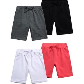 Real Love Girls' Active Shorts - 4 Pack French Terry Bermuda Shorts (Size: 7-16)