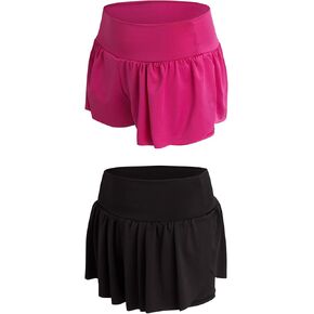 Sweet Hearts Girls' Active Skort - 2 Pack Flowy Butterfly Shorts with Spandex Lining - Athletic Skirt for Girls, Made in USA