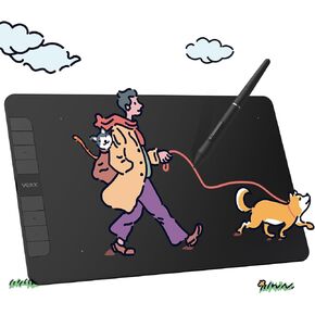VEIKK VK1060 V2 Drawing Tablet, 10 x 6 Inch Graphics Tablet with 8 Shortcut Keys, 8192 Levels Battery Free Pen,Work for Digital Art Drawing, Animation, Design