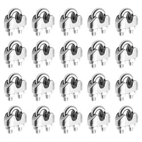 Kyuionty M8 5/16 Inch Stainless Steel Wire Rope Cable Clip Clamp, Wire Rope Clamp U Bolt Saddle Fastener, Pack of 8