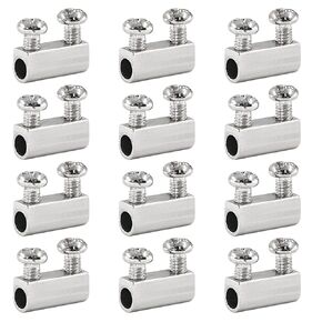 Biaungdo 12 Pcs Stainless Steel Wire Rope Cable Clamp, Adjustable New Upgrade Double Hole Wire Rope Clamp Fastener