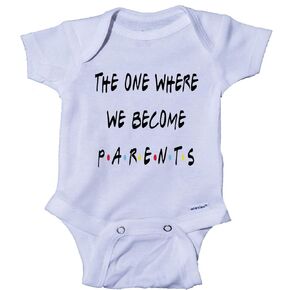 Ink Trendz® The One Where We Become Parents Friends TV Themed Cute Announcement Baby One-piece Onesie®