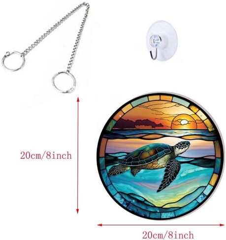 7.9'' Acrylic Window Hanging Decor,Stained Panel Hangings Decorative Acrylic Wall Decor Colorful Ornament Window Hangings for Outdoor Indoor Decor(Marine Turtle) in Saudi Arabia