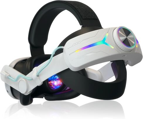 Eyglo Head Strap Compatible for Meta Quest 3 Accessories with Extended 8000mah Battery Pack, Fast Charging 9V 2A Extended Gaming Time with RGB Light,Enhance VR Comfort and Support in Saudi Arabia