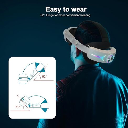 Eyglo Head Strap Compatible for Meta Quest 3 Accessories with Extended 8000mah Battery Pack, Fast Charging 9V 2A Extended Gaming Time with RGB Light,Enhance VR Comfort and Support in Saudi Arabia