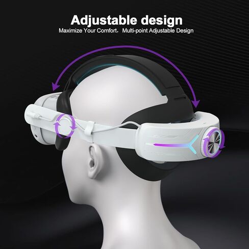 Eyglo Head Strap Compatible for Meta Quest 3 Accessories with Extended 8000mah Battery Pack, Fast Charging 9V 2A Extended Gaming Time with RGB Light,Enhance VR Comfort and Support in Saudi Arabia