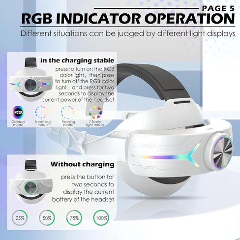 Eyglo Head Strap Compatible for Meta Quest 3 Accessories with Extended 8000mah Battery Pack, Fast Charging 9V 2A Extended Gaming Time with RGB Light,Enhance VR Comfort and Support in Saudi Arabia