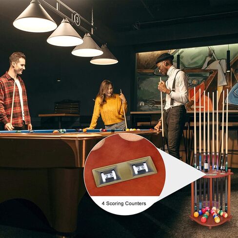 MoyanSuper Pool Stick Holder Solid Wood Floor Stand Cue Stick Holder Billiard Cue Racks Holds Billiards Accessories for Billiard Room,Pool Hall,Bar Room,Game Room(Mahogany) in Saudi Arabia