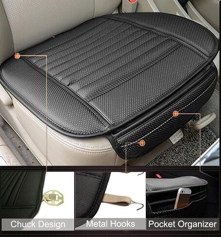 Big Ant Breathable Car Seat Cover 1Pack PU Leather Car Seat Cushion Pad Fit for Car and Office Chair (Black) in Saudi Arabia