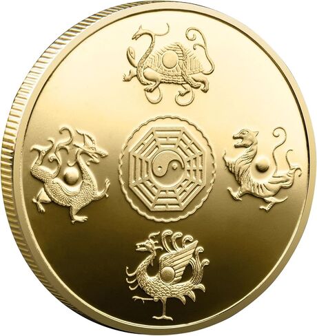 المخلوقات الأسطورية الصينية القديمة محظوظ عملة الأبيض النمر اليانصيب تذكرة خدش أداة محظوظ السحر التحدي عملة in Kuwait