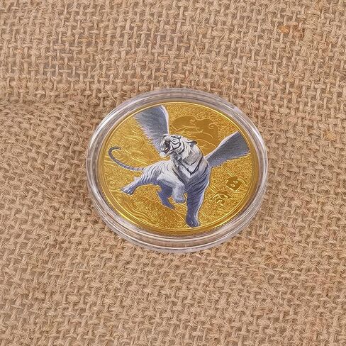 المخلوقات الأسطورية الصينية القديمة محظوظ عملة الأبيض النمر اليانصيب تذكرة خدش أداة محظوظ السحر التحدي عملة in Kuwait