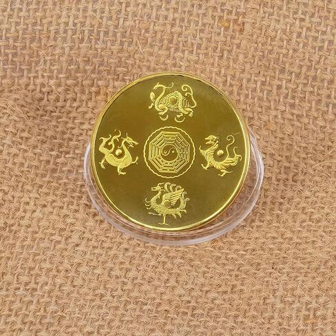 المخلوقات الأسطورية الصينية القديمة محظوظ عملة الأبيض النمر اليانصيب تذكرة خدش أداة محظوظ السحر التحدي عملة in Kuwait