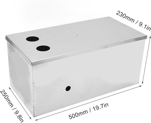 19.7 × 9.8 × 9.1 بوصة، معترض الشحوم التجارية، مصيدة شحوم لترشيح 3 مراحل، مصيدة تصفية المذيبات، معترض الشحوم من الفولاذ المقاوم للصدأ لمطعم المطبخ in Kuwait