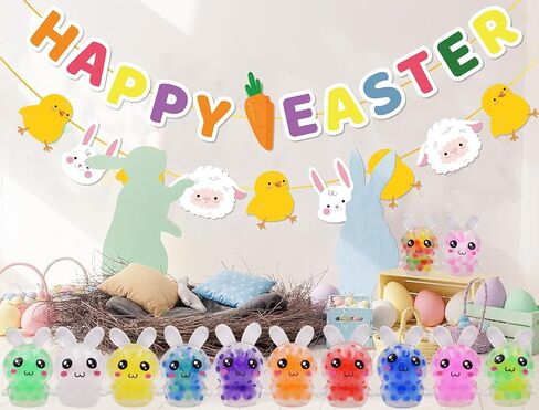 Menzcci 12 حزمة عيد الفصح الأرنب الصغير ضغط الكرة اللعب كرات الإجهاد اسفنجي اللعب لسلة عيد الفصح الحشو البيض الحشو هدايا الحفلات in Kuwait