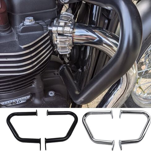 واقي محرك ممتص الصدمات للدراجات النارية من Midimttop متوافق مع Tri-umph Bonneville T100 T120 Street Twin Speed ​​Twin Thruxton R Speedmaster 2017 2018 2019 2020 2021 واقي شريط التصادم (أسود) in Kuwait