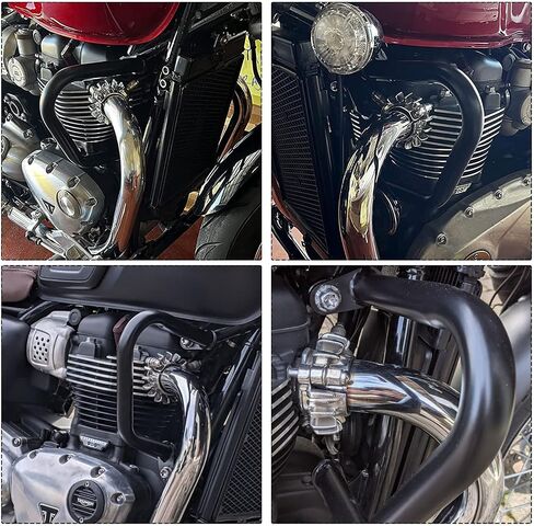 واقي محرك ممتص الصدمات للدراجات النارية من Midimttop متوافق مع Tri-umph Bonneville T100 T120 Street Twin Speed ​​Twin Thruxton R Speedmaster 2017 2018 2019 2020 2021 واقي شريط التصادم (أسود) in Kuwait