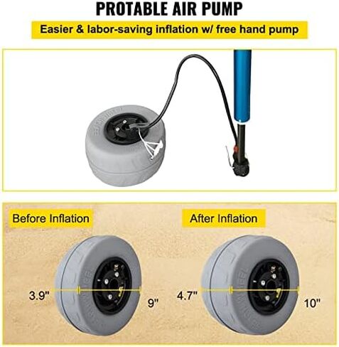 عجلات بالون الشاطئ، إطارات رملية بديلة مقاس 13 بوصة، إطارات عربة من مادة TPU لقوارب الكاياك دوللي وعربة الزورق والعربات التي تجرها الدواب مع مضخة هواء مجانية، عبوتان in Kuwait