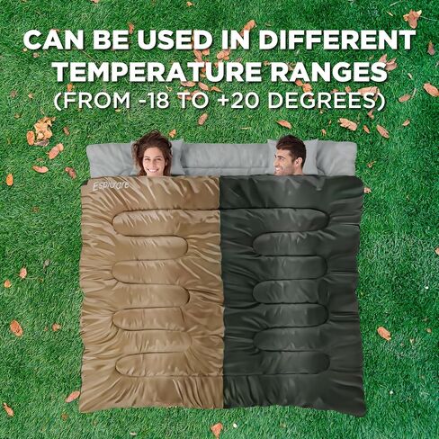 Double Sleeping Bag-Double Sleeping Bags for Adults 2 Person Sleeping Bag King Size Sleeping Bag XL Sleeping Bags for Adults Two Person Sleeping Bag Cold Weather Sleeping Bags for Adults 2 Person. in Saudi Arabia