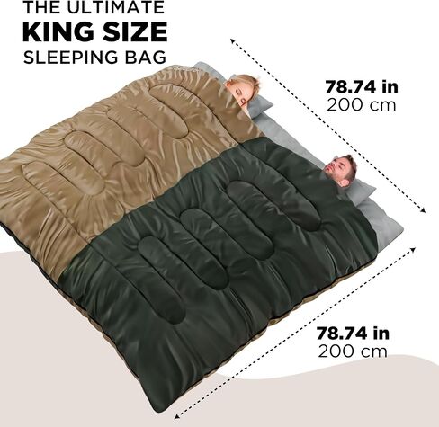 Double Sleeping Bag-Double Sleeping Bags for Adults 2 Person Sleeping Bag King Size Sleeping Bag XL Sleeping Bags for Adults Two Person Sleeping Bag Cold Weather Sleeping Bags for Adults 2 Person. in Saudi Arabia