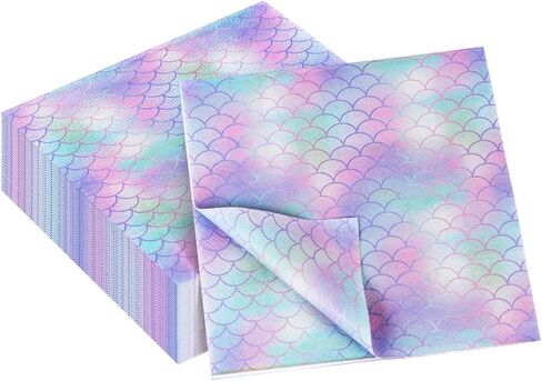 60 Pack Mermaid Party Decorations Mermaid Napkins, 13 x 13 Inches Mermaid Party Napkins for Birthday Party Supplies Mermaid Theme Party Table Decorations (Blue Mermaid) in Saudi Arabia