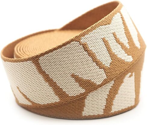 CRAFTMEMORE 1.5 Inches Cotton Poly Webbing Strap, Nature Leaf Pattern Heavy Webbing for Arts and Crafts, Bag Strap (Brown Ivory x 5 Yards) in Saudi Arabia