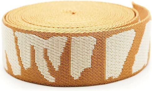 CRAFTMEMORE 1.5 Inches Cotton Poly Webbing Strap, Nature Leaf Pattern Heavy Webbing for Arts and Crafts, Bag Strap (Brown Ivory x 5 Yards) in Saudi Arabia