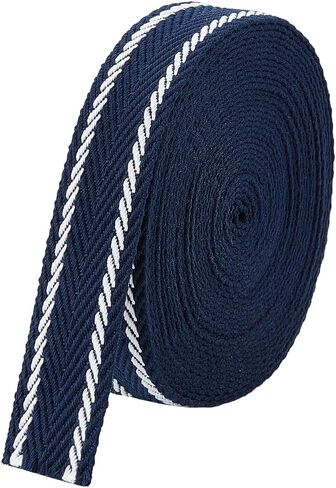 BENECREAT 10 Yards Polycotton Striped Webbing, 1-1/4 inch Wide Brown Stripe Edge Ribbon Flat Sewing Webbing Woven Ribbon for Bag Handles, Belts, Sewing in Saudi Arabia