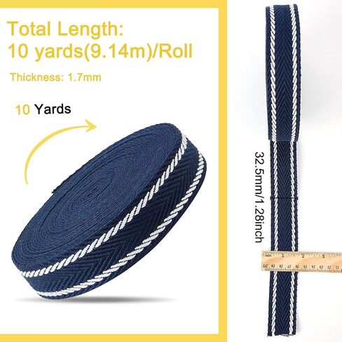 BENECREAT 10 Yards Polycotton Striped Webbing, 1-1/4 inch Wide Brown Stripe Edge Ribbon Flat Sewing Webbing Woven Ribbon for Bag Handles, Belts, Sewing in Saudi Arabia