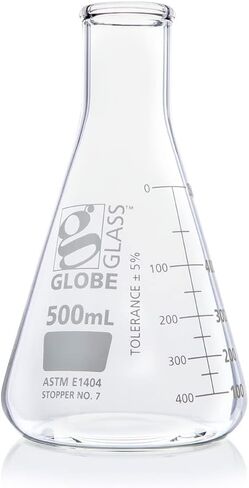 Erlenmeyer Flask, Globe Glass, 2000mL, Narrow Mouth, Dual Graduations, 3.3 Borosilicate Glass, ASTM E1404, 4/Box in Saudi Arabia