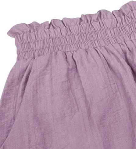 شورت نسائي كاجوال بخصر مطاطي لليوجا، شورت مريح من الدانتيل للصيف، شورت مكشكش من الكتان للشاطئ in Saudi Arabia