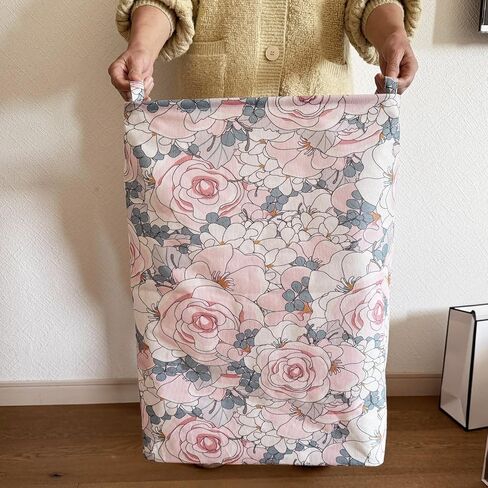 AMROSE 2 Pack Square Baby Laundry Hampers, 24'' Large Canvas Nursery Laundry Hamper Basket for Girls, Nursery Storage Hamper for Laundry, Toys, Clothes, Navy Floral in Saudi Arabia