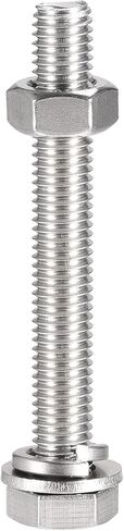 uxcell M10 x 70mm براغي سداسية الرأس، صواميل، مجموعات غسالات مسطحة وقفل، 304 مسامير سداسية من الفولاذ المقاوم للصدأ بالكامل 4 مجموعات in Saudi Arabia