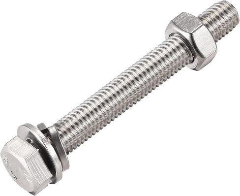 uxcell M10 x 70mm براغي سداسية الرأس، صواميل، مجموعات غسالات مسطحة وقفل، 304 مسامير سداسية من الفولاذ المقاوم للصدأ بالكامل 4 مجموعات in Saudi Arabia