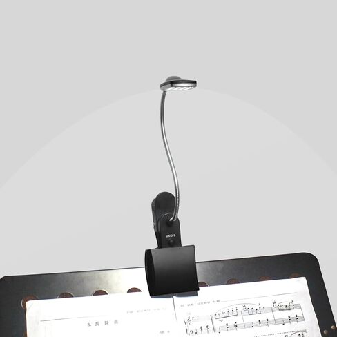 مصباح حامل موسيقى إميبير، مشبك على مصابيح LED للكتب، يعمل ببطارية USB وAA، مصباح قراءة في السرير، 3 مستويات سطوع، مثالي للموسيقي، ومشغل البيانو، والأطفال، والسفر، أسود in Kuwait