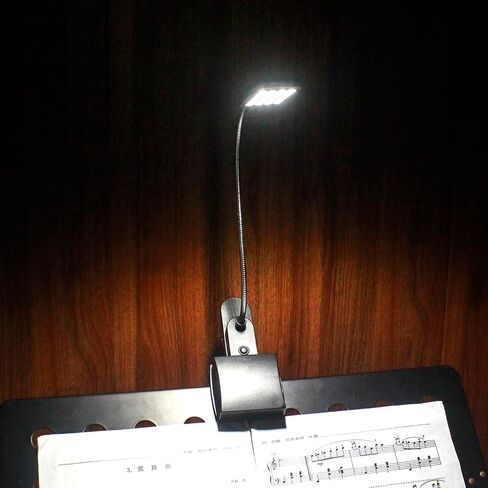 مصباح حامل موسيقى إميبير، مشبك على مصابيح LED للكتب، يعمل ببطارية USB وAA، مصباح قراءة في السرير، 3 مستويات سطوع، مثالي للموسيقي، ومشغل البيانو، والأطفال، والسفر، أسود in Kuwait